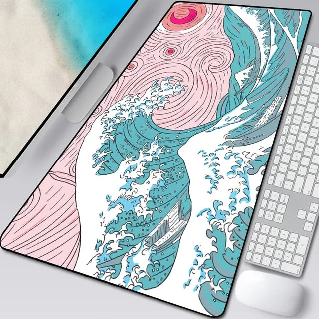 Great Wave Off Art Large Size Mouse Pad Anime Cute Natural Rubber PC Computer Gaming Mousepad Desk Mat Locking Edge for CSGO LOL