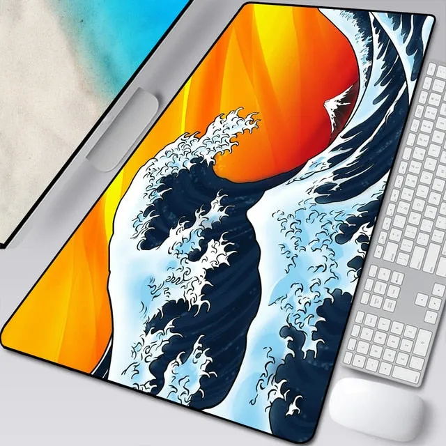 Great Wave Off Art Large Size Mouse Pad Anime Cute Natural Rubber PC Computer Gaming Mousepad Desk Mat Locking Edge for CSGO LOL