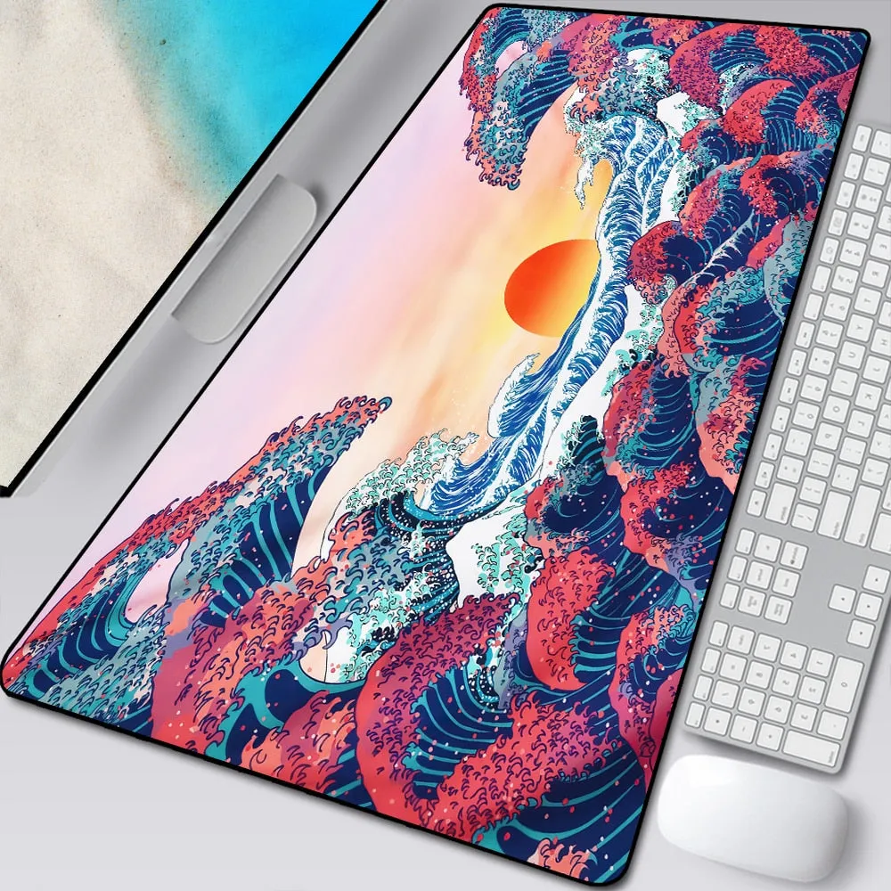 Great Wave Off Art Large Size Mouse Pad Anime Cute Natural Rubber PC Computer Gaming Mousepad Desk Mat Locking Edge for CSGO LOL