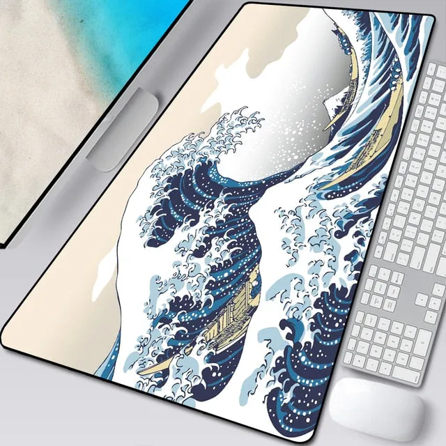 Great Wave Off Art Large Size Mouse Pad Anime Cute Natural Rubber PC Computer Gaming Mousepad Desk Mat Locking Edge for CSGO LOL