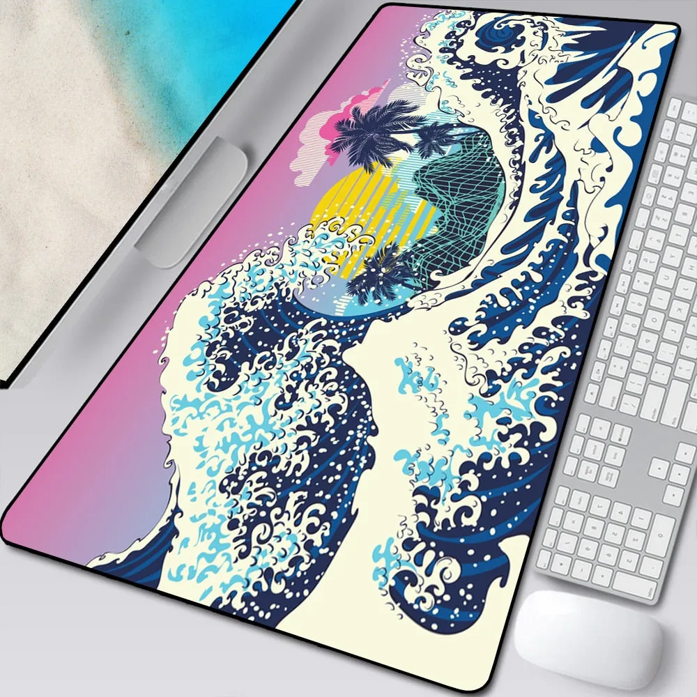 Great Wave Off Art Large Size Mouse Pad Anime Cute Natural Rubber PC Computer Gaming Mousepad Desk Mat Locking Edge for CSGO LOL