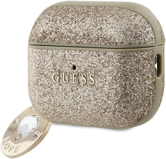 Guess Fixed Glitter Heart Diamond Charm Case for Airpods 2 Pro Gold - GUAP2PGEHCDD