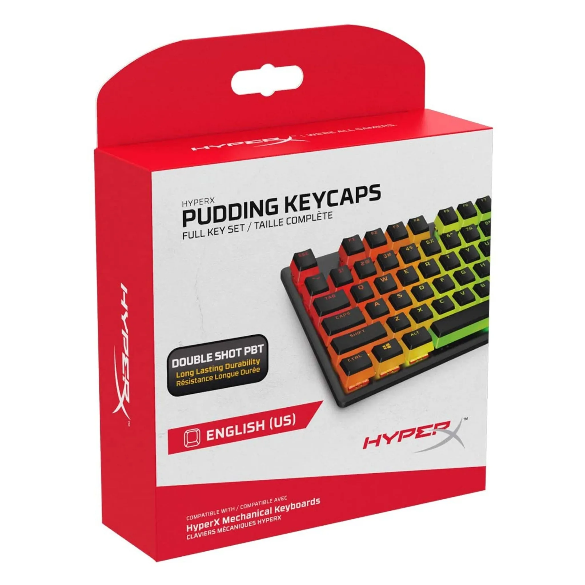 HyperX Pudding Keycaps - Double Shot PBT Keycap Full Key Set Black