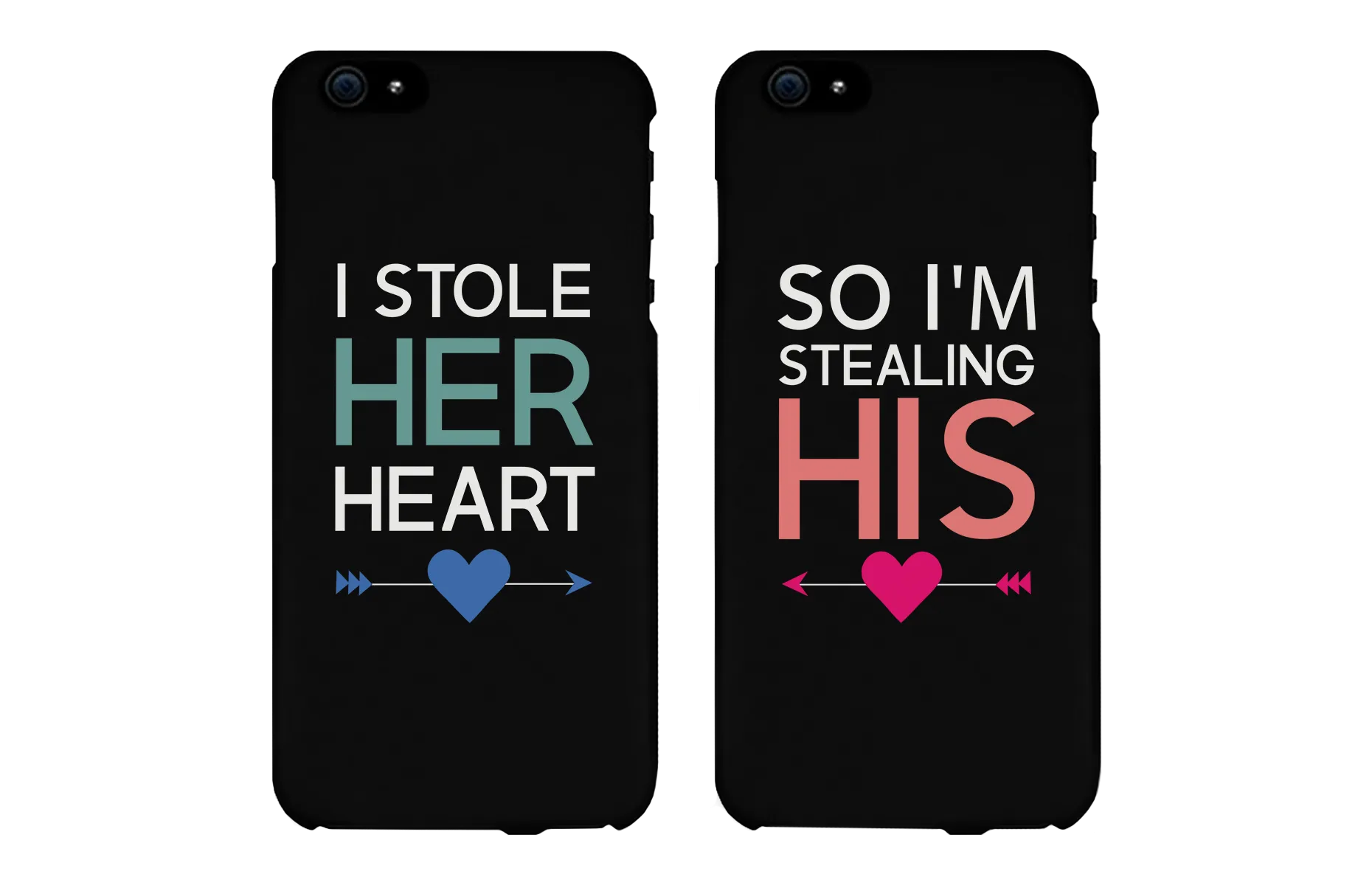 I Stole Her Heart So I'm Stealing His Matching Couple Black Phonecases (Set)