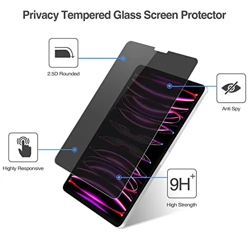 iPad Pro 12.9" 3rd Gen/ 4th Gen/ 5th Gen/ 6th Gen Privacy Tempered Glass Screen Protector | ProCase