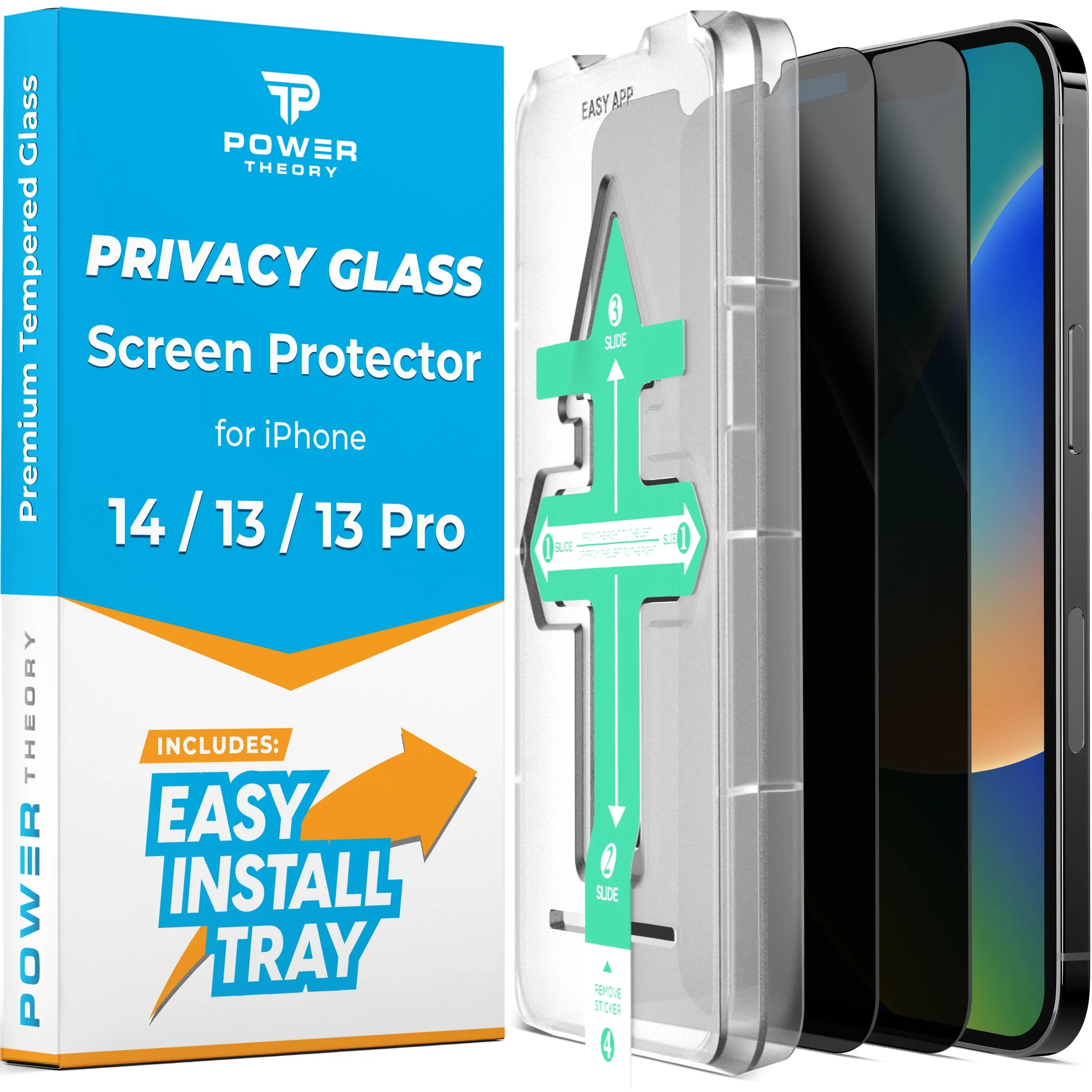 iPhone 14/13/13 Pro Privacy Screen Protector Tempered Glass [2-Pack]