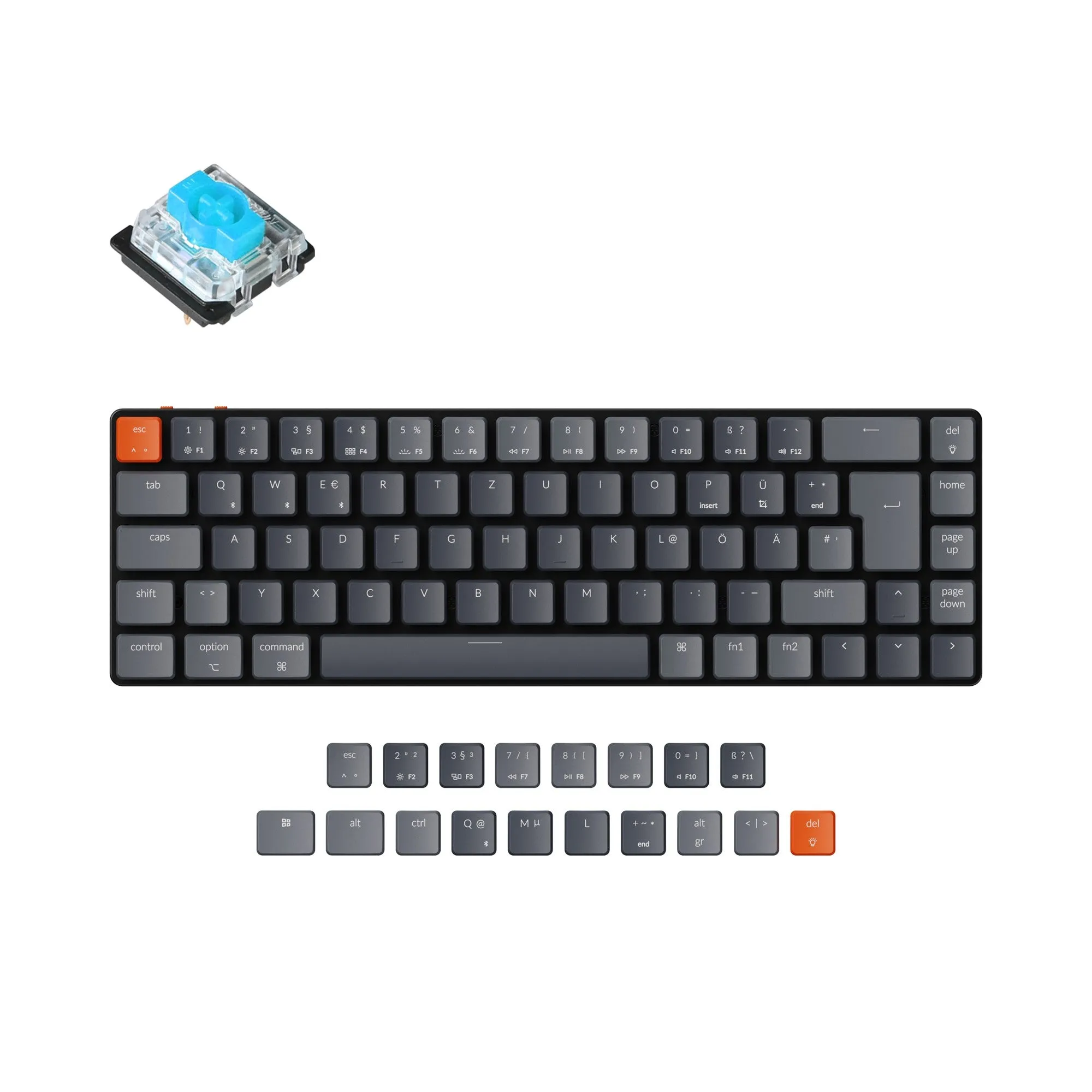 Keychron K7 Ultra-slim Wireless Mechanical Keyboard (German ISO-DE Layout)