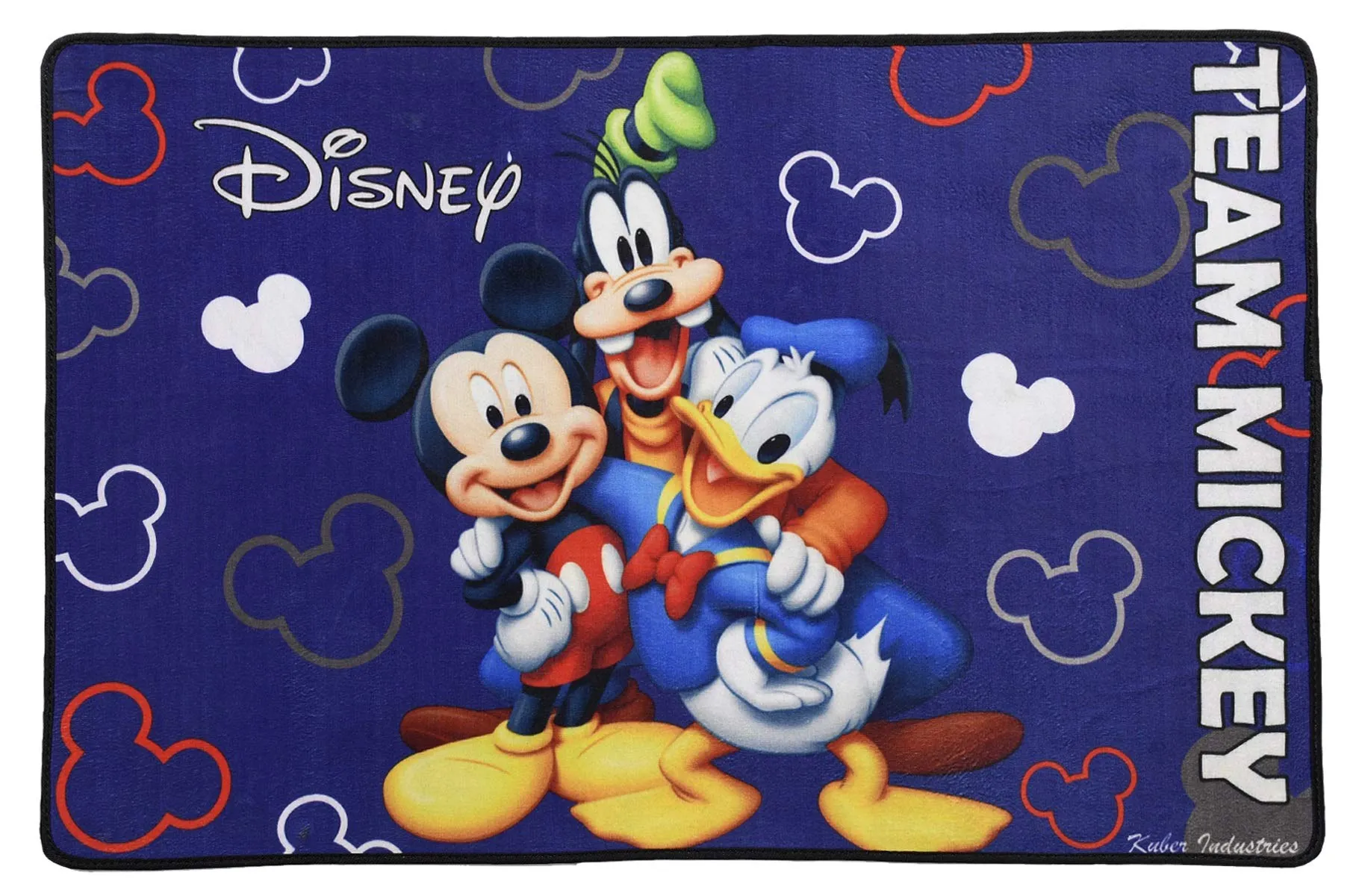 Kuber Industries Disney Team Mickey Mouse Cars 4 Pieces Anti-Slip Door Mat 23"x15" (Maroon & Black & Brown & Royal Blue) - CTKTC46095