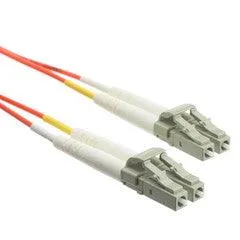 LC OM4 Duplex 2.0mm Fiber Optic Patch Cord, OFNR, Multimode 50/125, Aqua Jacket, Beige Connector, 1 meter (3.3 ft)