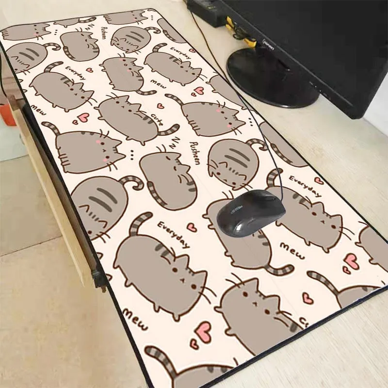 Mairuige 90X40CM Cute Cat Large Gaming Mouse Pad Gamer Lock Edge Keyboard Mouse Mat Gaming Desk Mousepad for CS GO LOL Dota Game