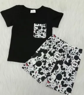 Mickey black T-shirt shorts Set