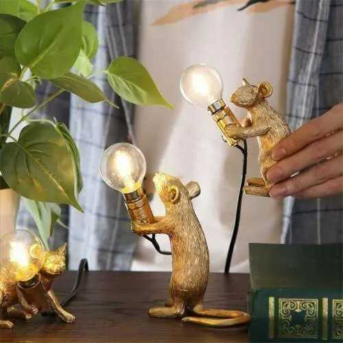 Modern Table Lamp Mouse Desk Light Bedside Resin Lamps Sitting Decor