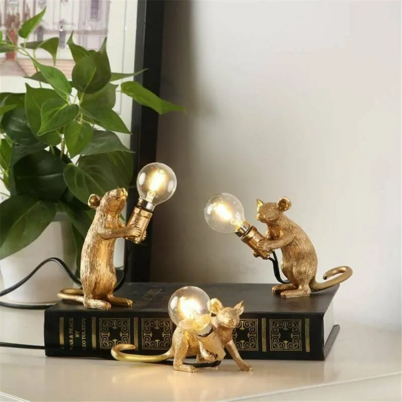 Modern Table Lamp Mouse Desk Light Bedside Resin Lamps Sitting Decor