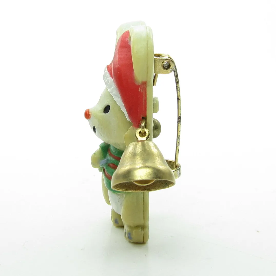 Mouse with Jingle Bell & Santa Hat Hallmark Christmas Lapel Pin