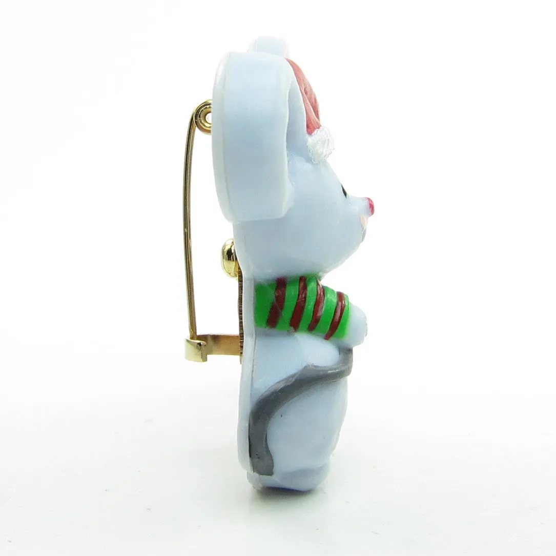 Mouse with Jingle Bell & Santa Hat Hallmark Christmas Lapel Pin