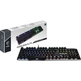 MSI VIGOR GK50 ELITE Gaming Keyboard - Cable Connectivity - USB 2.0 Interface - RGB LED - English (US) - PC - Mechanical Keyswitch