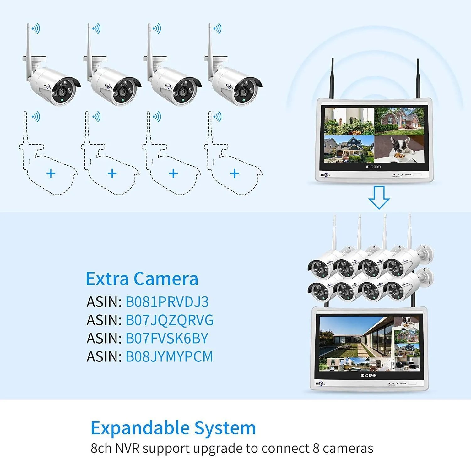 【No HDD】 12Inch LCD Wireless WiFi NVR 10 Channels Network Video Recorder