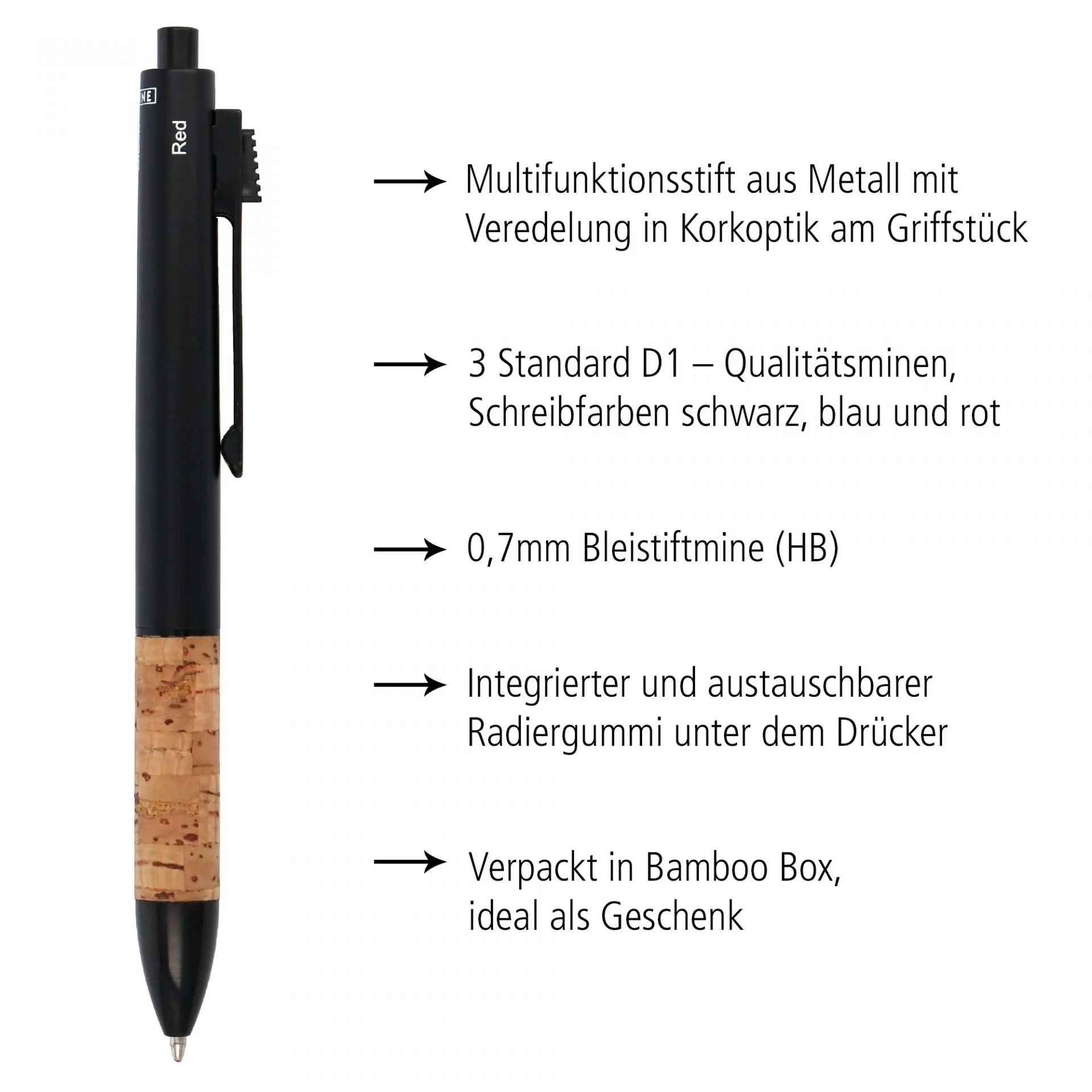 ONLINE Multifunction Pen - Cork Brown Black Trim (3 1)