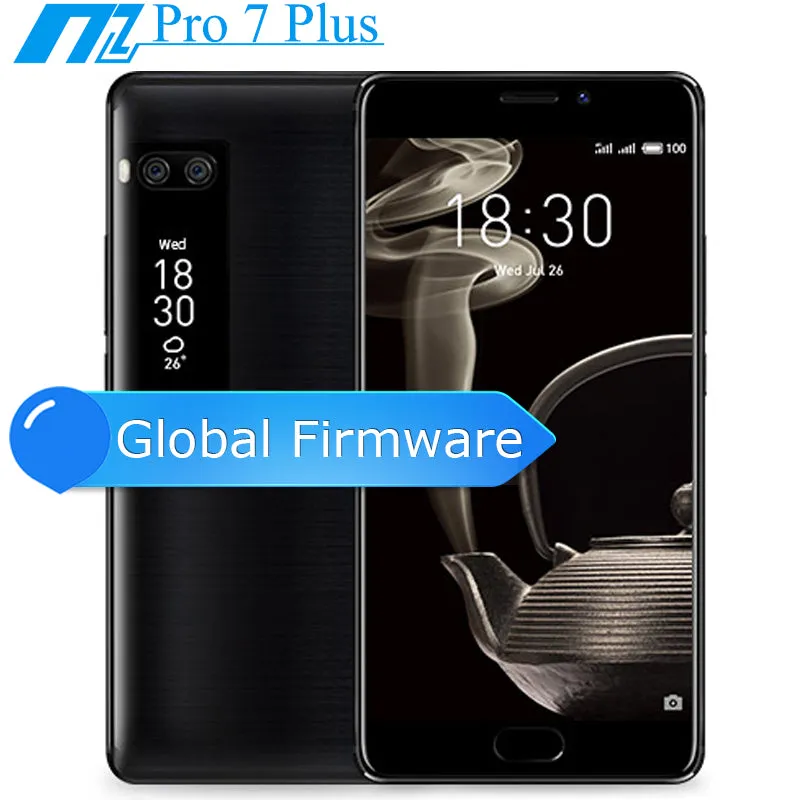 Original Meizu Pro 7 Plus 6GB 64GB 5.7" 2K Super AMOLED Screen Deca Core Helio X30 Dual Rear Camera Two-sided Screen