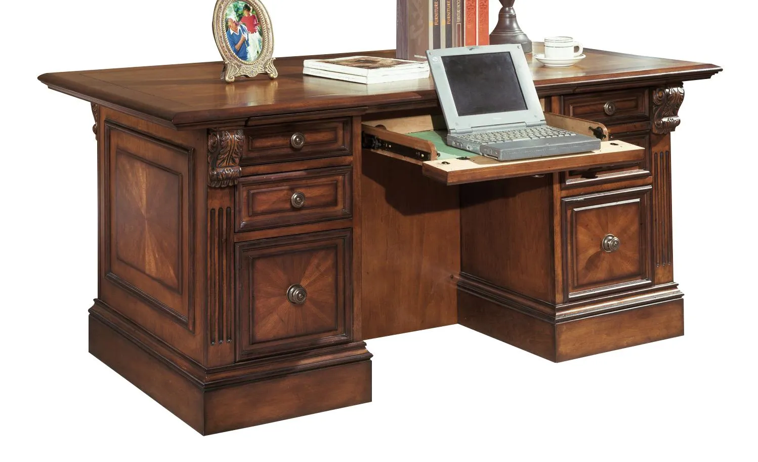 Parker House Huntington Double Pedestal Executive Desk in Vintage Pecan