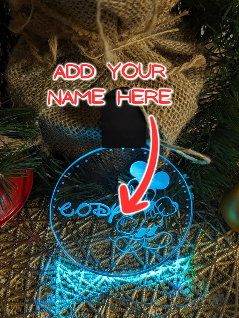 Personalised Mickey Mouse 3D LED Light Christmas Bauble Decoration