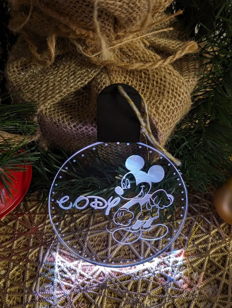 Personalised Mickey Mouse 3D LED Light Christmas Bauble Decoration