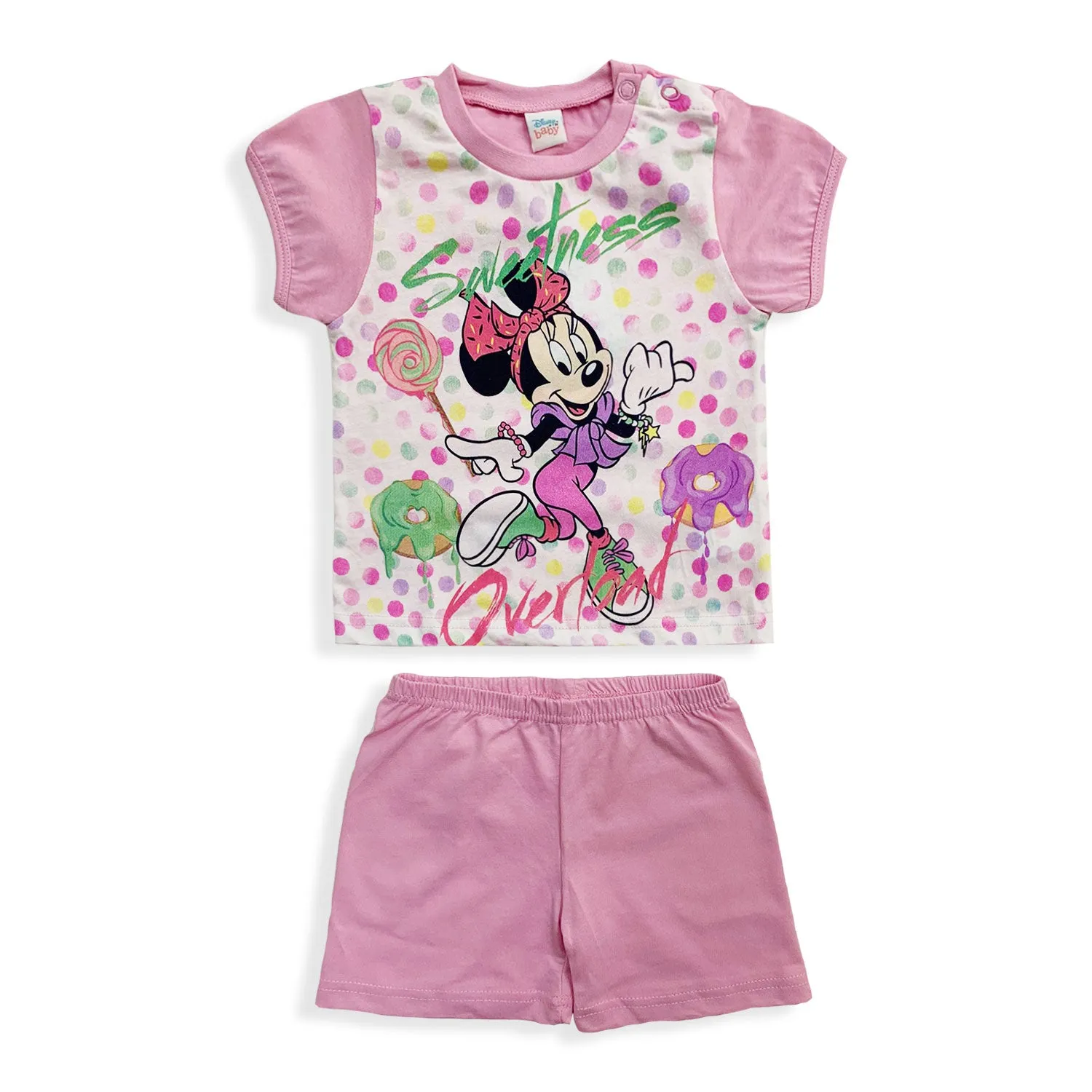 Pigiama Disney Minnie Mouse in cotone mezze maniche neonato bambina 5497