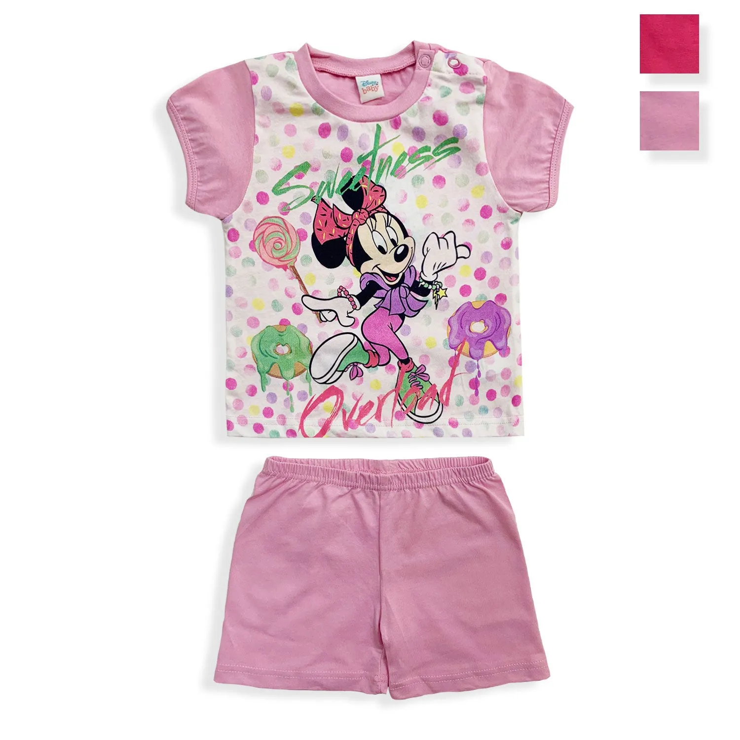 Pigiama Disney Minnie Mouse in cotone mezze maniche neonato bambina 5497