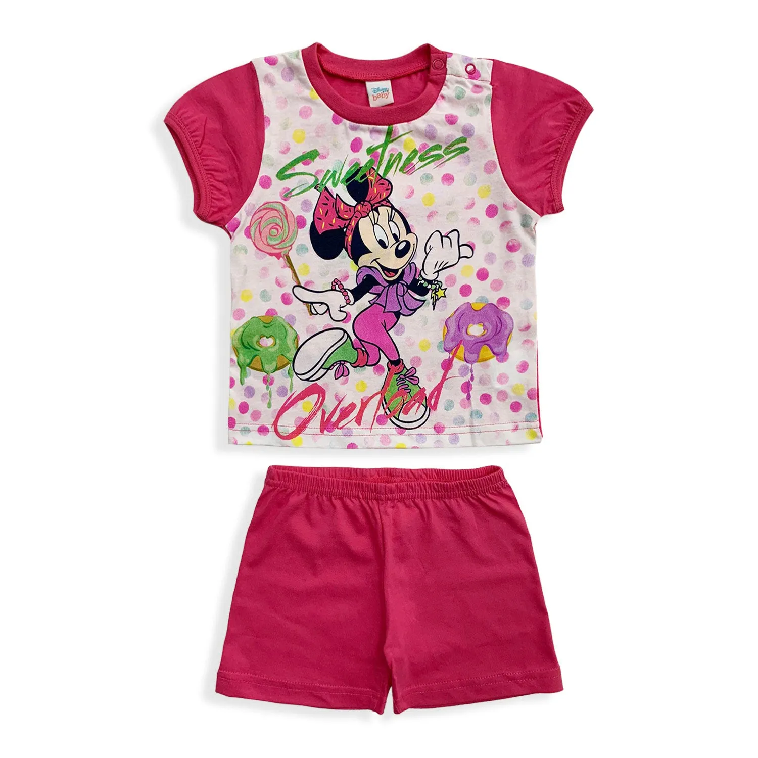 Pigiama Disney Minnie Mouse in cotone mezze maniche neonato bambina 5497