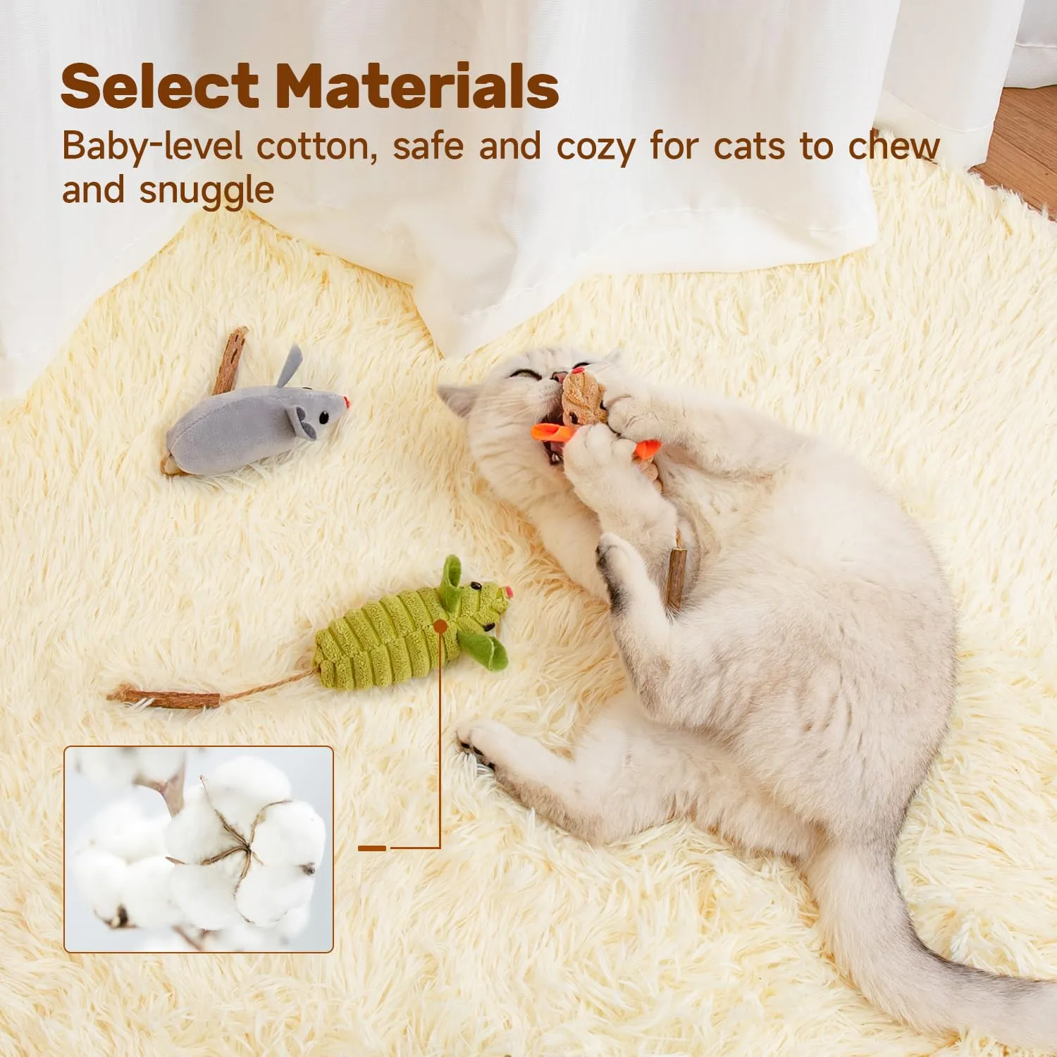 Potaroma Cat Toys 3Pcs Squeak Mice, Mouse-shaped cat toys