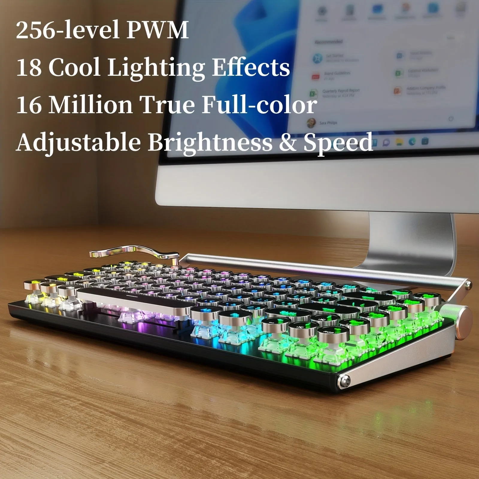 RGB Three-mode Gaming Mechanical Keyboard, 3000mah Capacitor, Transmission Mode: 3 BT Wireless   1 2.4G USB Interface   TPYE-C Wired Connection, Can Connect 5 Devices At The Same Time, USB 2.0