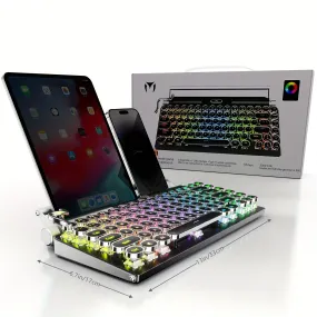 RGB Three-mode Gaming Mechanical Keyboard, 3000mah Capacitor, Transmission Mode: 3 BT Wireless   1 2.4G USB Interface   TPYE-C Wired Connection, Can Connect 5 Devices At The Same Time, USB 2.0