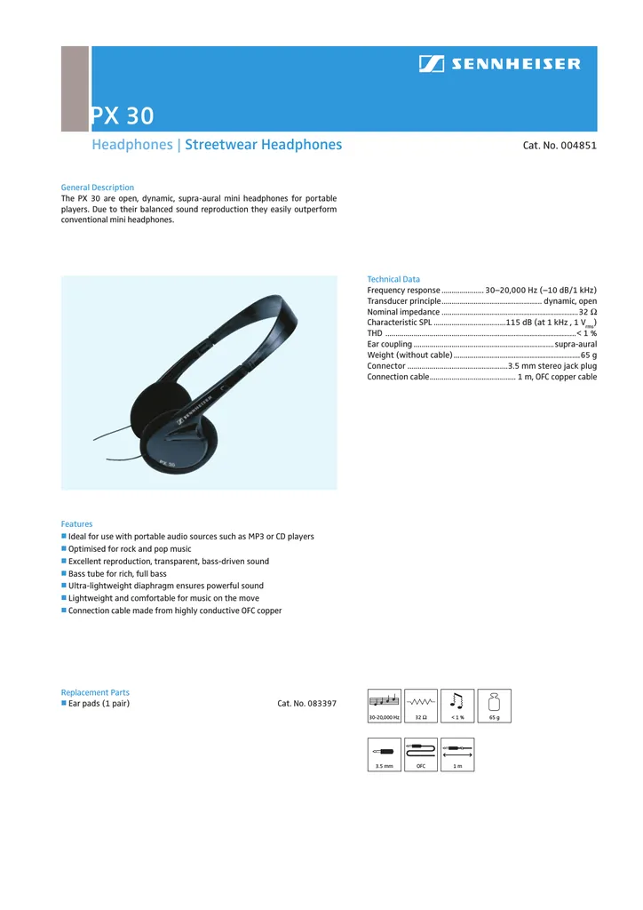 Sennheiser PX 30 Mini Stereo Headphones