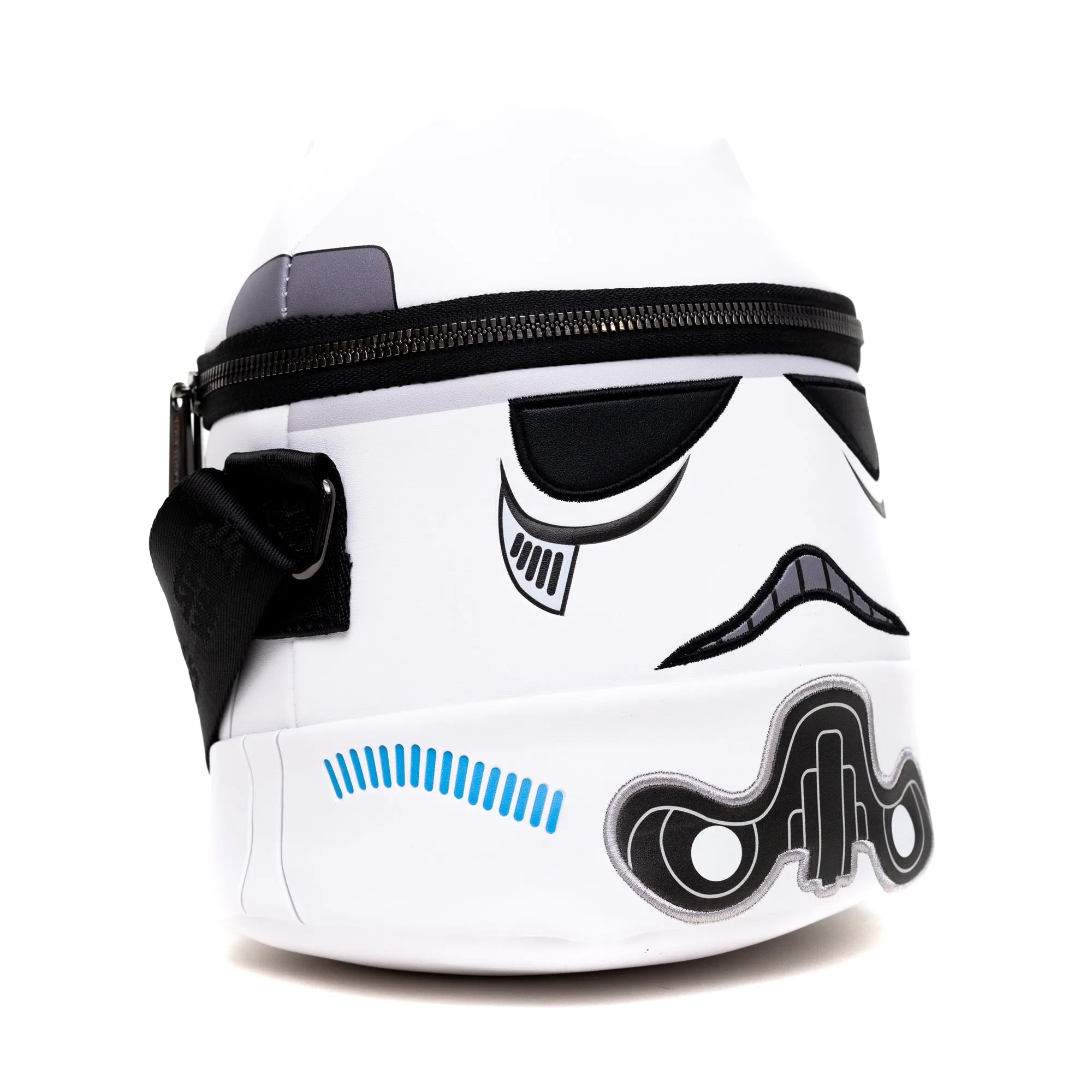 Star Wars Vegan Leather Cross Body Backpack for Men and Women with Adjustable Strap, Figural Stormtrooper Helmet, White