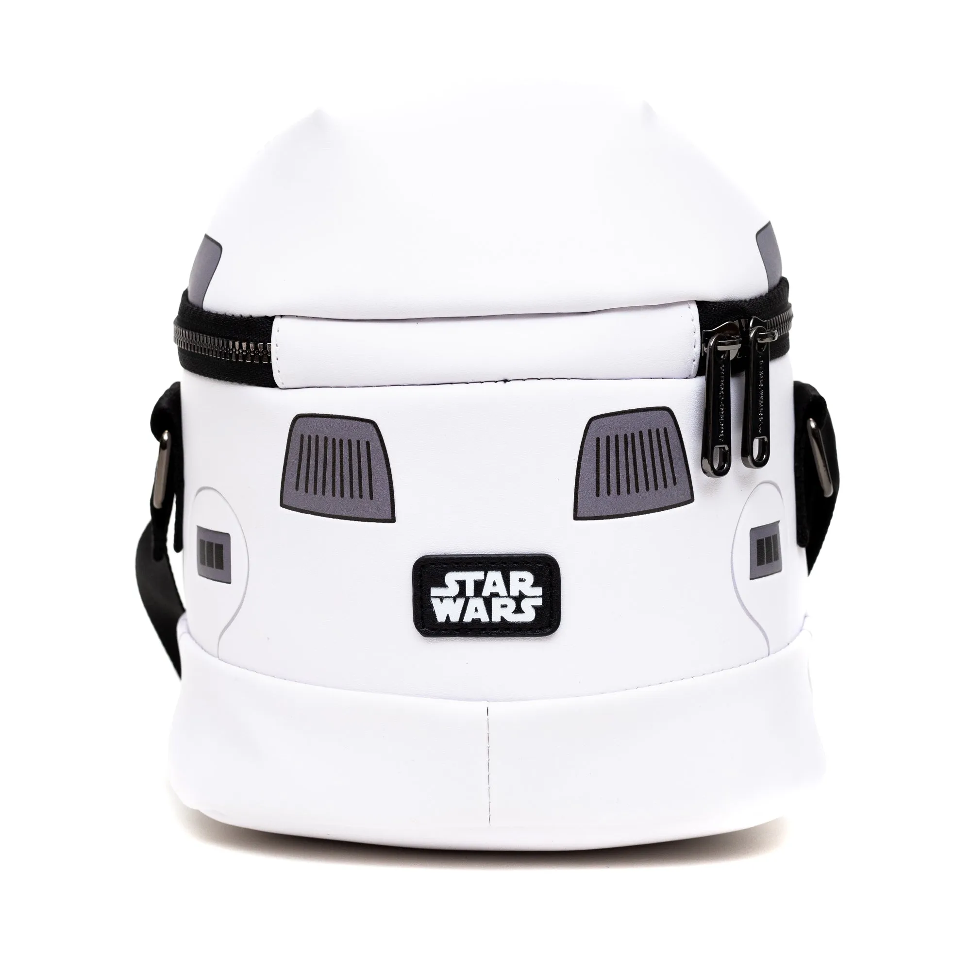 Star Wars Vegan Leather Cross Body Backpack for Men and Women with Adjustable Strap, Figural Stormtrooper Helmet, White