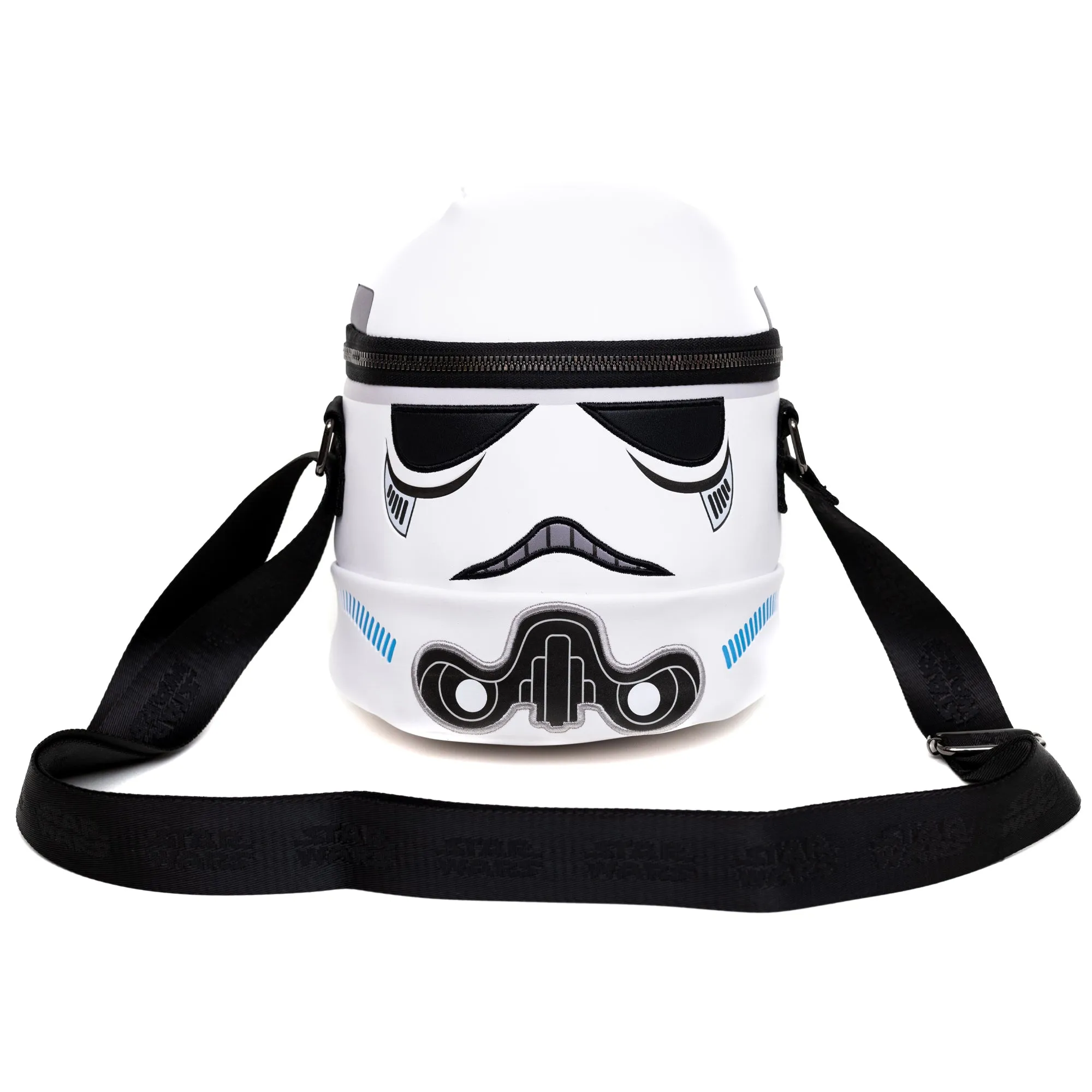 Star Wars Vegan Leather Cross Body Backpack for Men and Women with Adjustable Strap, Figural Stormtrooper Helmet, White