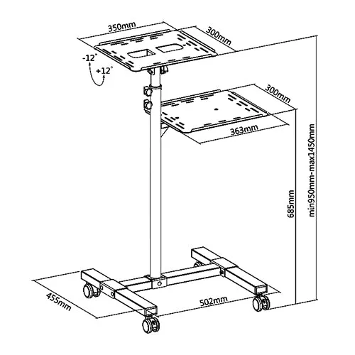 Steel Adjustable Projector & Laptop Trolley - SH TS08