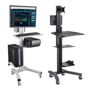 TheLAShop PC Mobile Cart Rolling Computer Workstation Stand