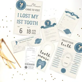 Tooth Mouse Full Set Boys | Official Certificate, Customer Receipt, Door Hangar, Visitor Poster, Letter, Tooth Report, Lost tooth chart