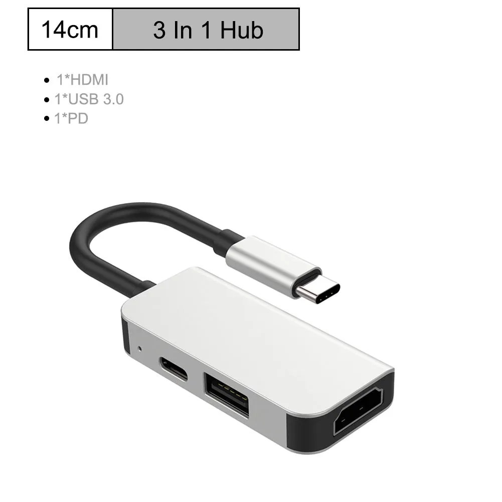 Type-c Hub to HDMI Multifunction Expansion Dock USB3.0 HD Converter USB-C Hub with PD