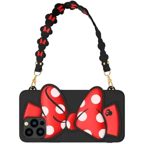 UKA Disney Minnie Mouse 3D Silicone Case Cover with Wrist Strap Lanyard