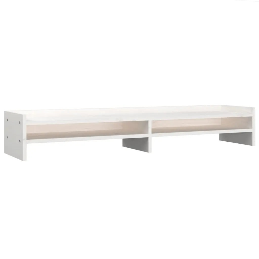 vidaXL Monitor Stand White 100x24x16 cm Solid Wood Pine