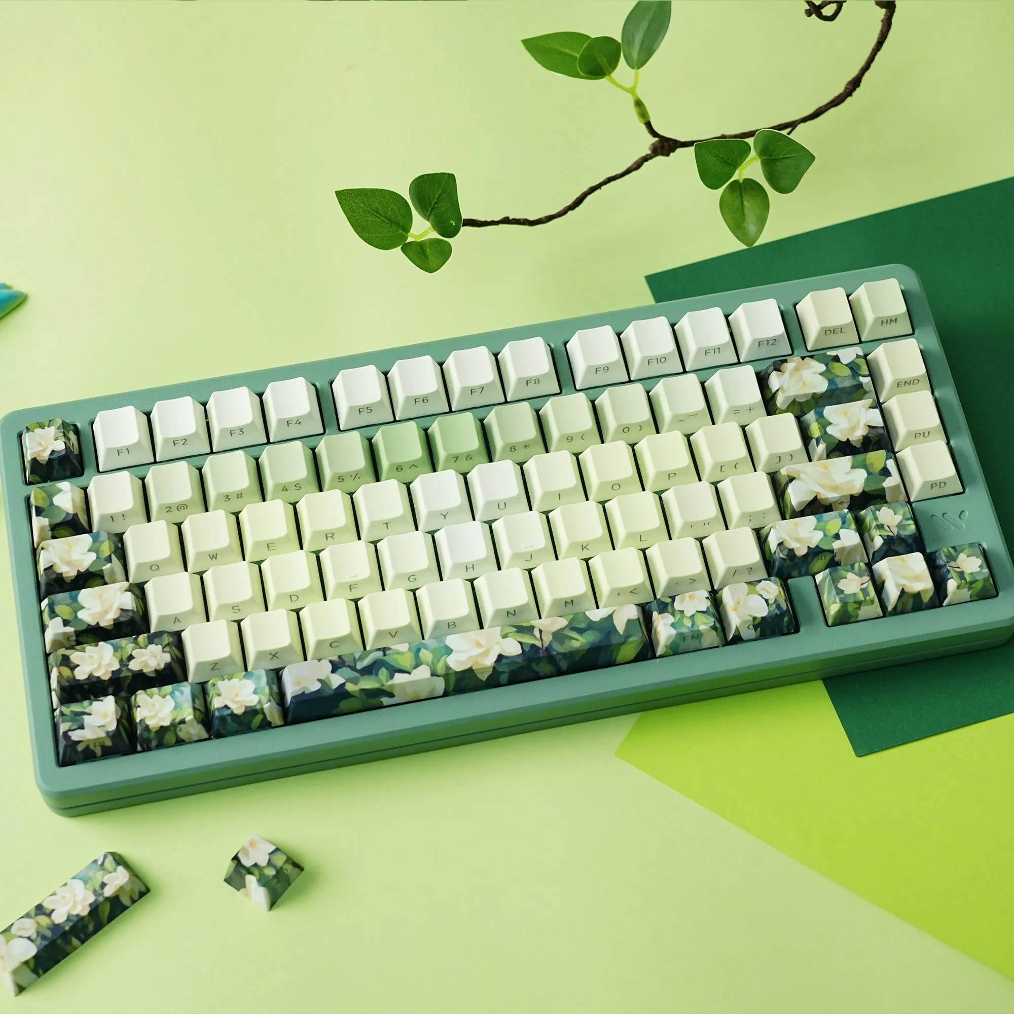 Womier Garden Series Cherry Profile Side-Printed Dye-Sub PBT Keycap Set (129-Key)