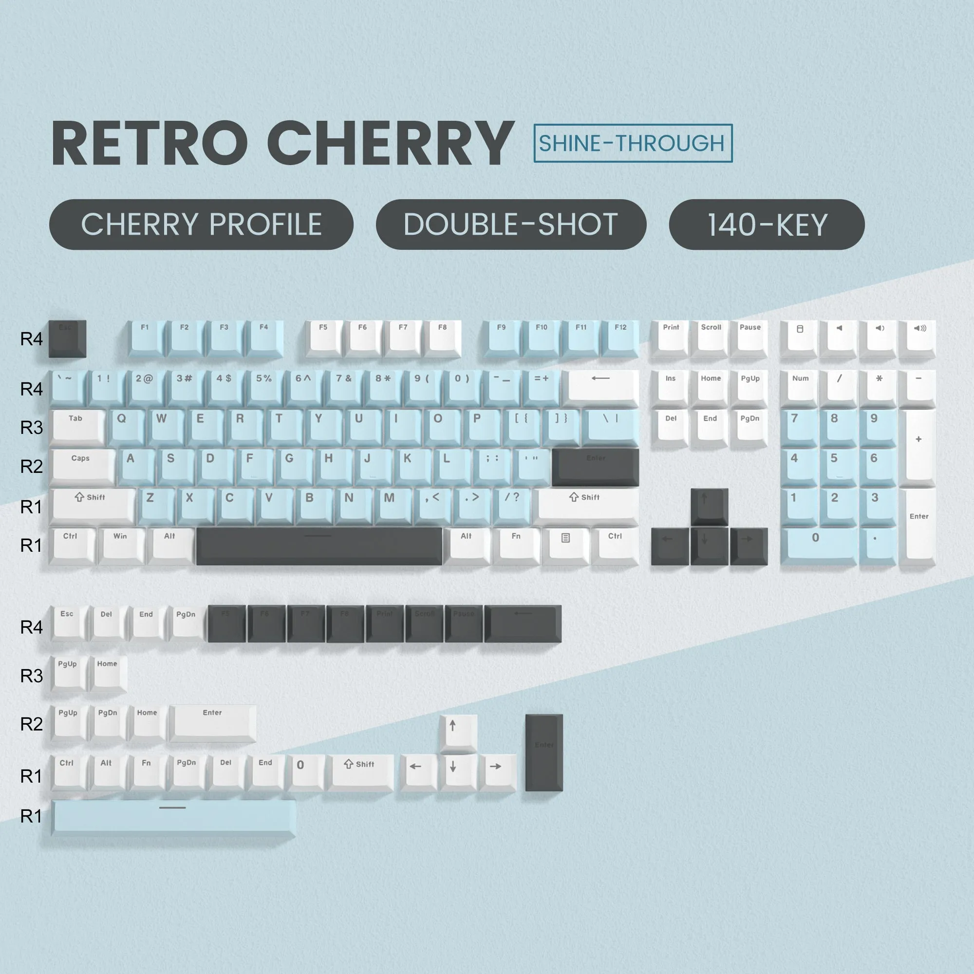 Womier Retro Cherry Series Double-Shot Cherry Profile PBT Keycaps (6 Colors)