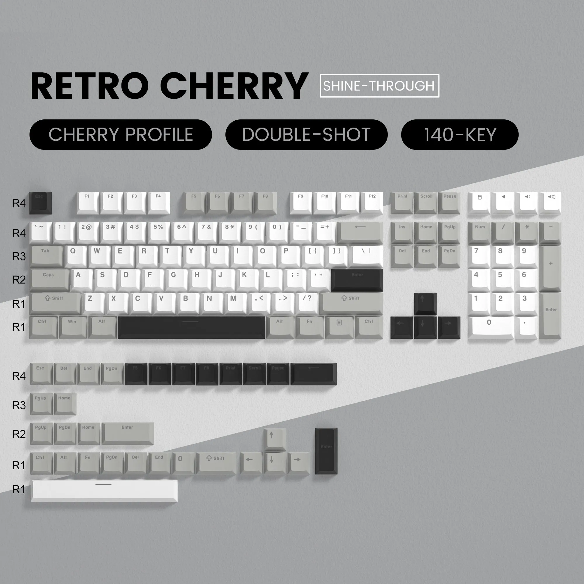 Womier Retro Cherry Series Double-Shot Cherry Profile PBT Keycaps (6 Colors)