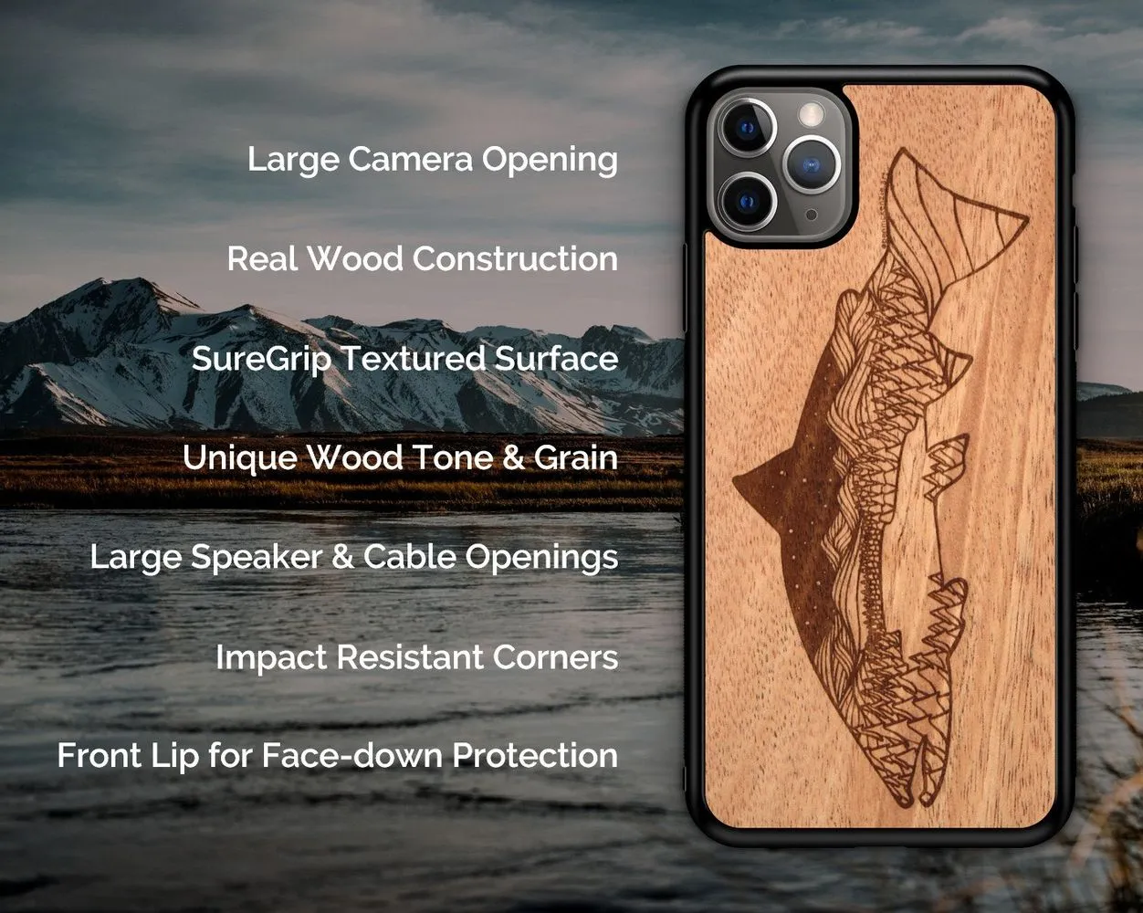 Wooden Phone Case | Outdoor Adventure - Idaho State Night Landscape