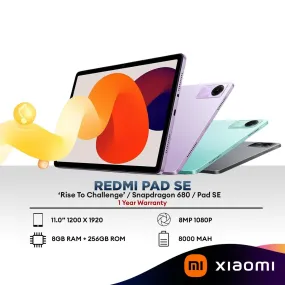 Xiaomi Redmi Pad SE 11.0" Tablet | 8GB RAM   256GB ROM | Snapdragon 680 4G | 8MP Camera | 8000mAh Battery